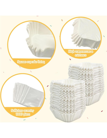 1000 Forros de Cupcake Cuadrados Desechables YEXEXINM Blancos