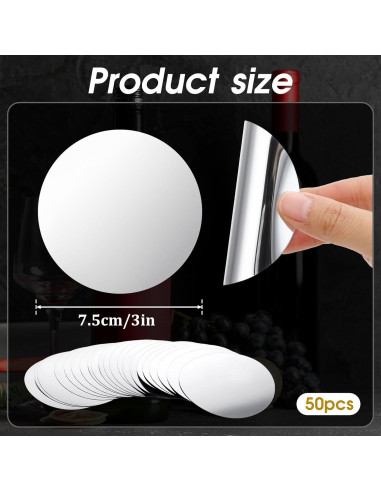 50 Válvulas de Vino Reutilizables Qianyu Plateadas 7.5 cm