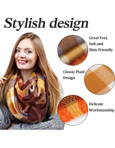 Bufanda Infinita de Cuadros Térmica Frienda 50x90 cm Marrón Amarillo 2