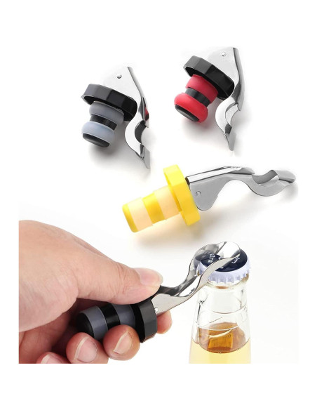 Tapones de Vino Reutilizables Perla Dorada - 6 Piezas Silicona