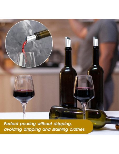 50 Válvulas de Vino Reutilizables Qianyu Plateadas 7.5 cm