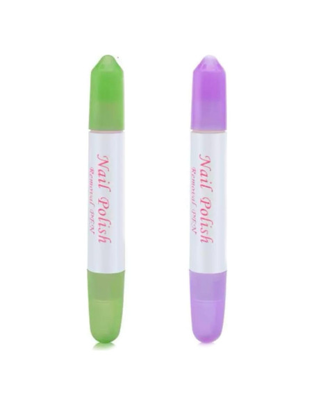 Juego de 2 Bolígrafos Borradores de Uñas HywkingGrt Verde y Púrpura