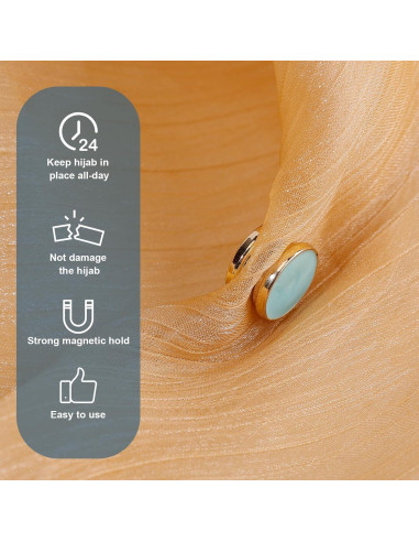 6 Pines Magnéticos para Hijab Sin Agujas - Fuerte y Seguro