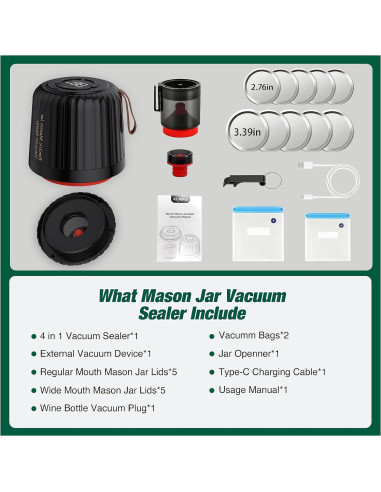 Sellador al vacío eléctrico ZenTong Infi 4 en 1 para frascos