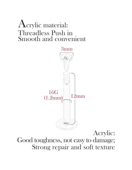 Pendientes Transparentes 16G Msndnkwo 12mm para Trabajo y Deportes