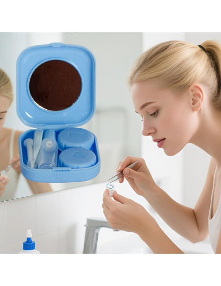 Estuche para Lentes de Contacto IHYjinchoo 2 Piezas Azul Verde