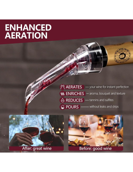 Aerador de Vino VINALLO con Tapón de Silicona Reutilizable