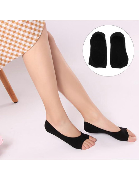 Calcetines de Yoga WOFASHPURET Sin Dedos para Mujeres - Negro