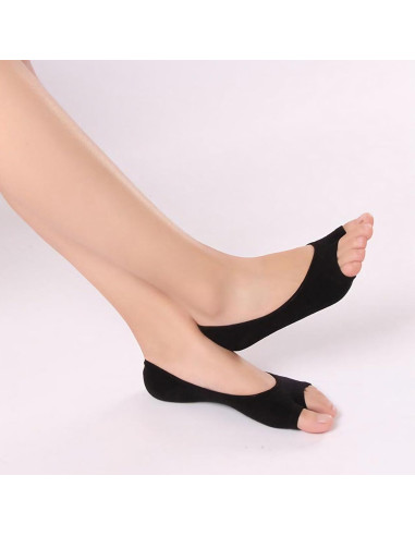 Calcetines de Yoga WOFASHPURET Sin Dedos para Mujeres - Negro