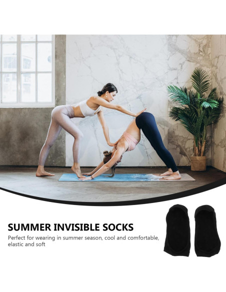 Calcetines de Yoga WOFASHPURET Sin Dedos para Mujeres - Negro
