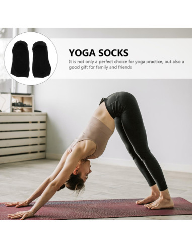 Calcetines de Yoga WOFASHPURET Sin Dedos para Mujeres - Negro