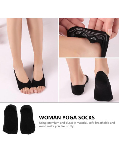 Calcetines de Yoga WOFASHPURET Sin Dedos para Mujeres - Negro