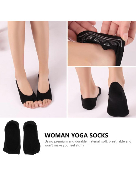 Calcetines de Yoga WOFASHPURET Sin Dedos para Mujeres - Negro