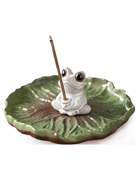 Soporte de Incienso Cerámica ZKSYLSM Rana Loto Zen 11.43cm