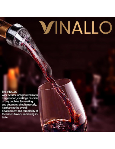 Aerador de Vino VINALLO con Tapón de Silicona Reutilizable