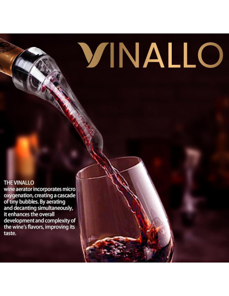 Aerador de Vino VINALLO con Tapón de Silicona Reutilizable