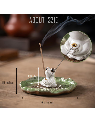 Soporte de Incienso Cerámica ZKSYLSM Rana Loto Zen 11.43cm