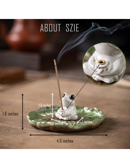 Soporte de Incienso Cerámica ZKSYLSM Rana Loto Zen 11.43cm