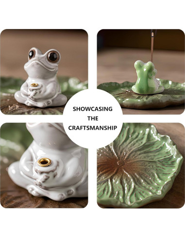 Soporte de Incienso Cerámica ZKSYLSM Rana Loto Zen 11.43cm