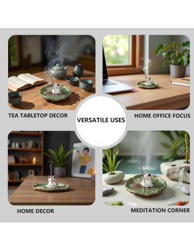 Soporte de Incienso Cerámica ZKSYLSM Rana Loto Zen 11.43cm