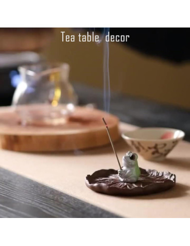 Soporte de Incienso Cerámica ZKSYLSM Rana Loto Zen 11.43cm