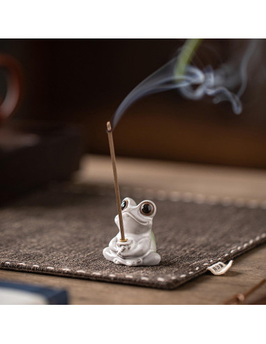Soporte de Incienso Cerámica ZKSYLSM Rana Loto Zen 11.43cm
