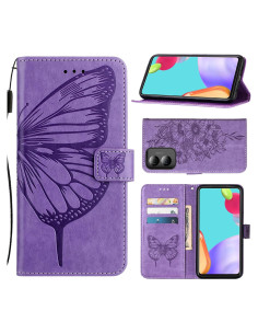 Funda de cuero RAZ Memory 2024 con soporte y ranuras - Púrpura