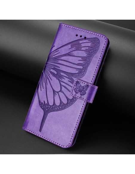 Funda de cuero RAZ Memory 2024 con soporte y ranuras - Púrpura