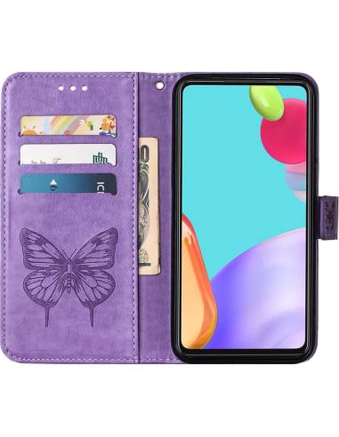 Funda de cuero RAZ Memory 2024 con soporte y ranuras - Púrpura