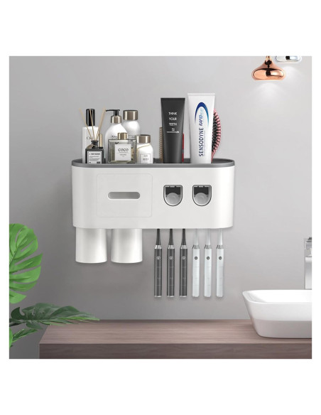 Soporte de Cepillos de Dientes TuCao con Dispensador Automático Gris