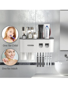 Soporte de Cepillos de Dientes TuCao con Dispensador Automático Gris 2