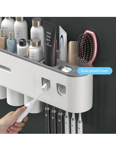 Soporte de Cepillos de Dientes TuCao con Dispensador Automático Gris