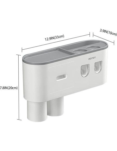 Soporte de Cepillos de Dientes TuCao con Dispensador Automático Gris