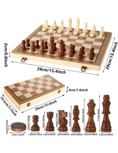 Juego de Ajedrez Magnético de Madera SHESS 39x39 cm Plegable