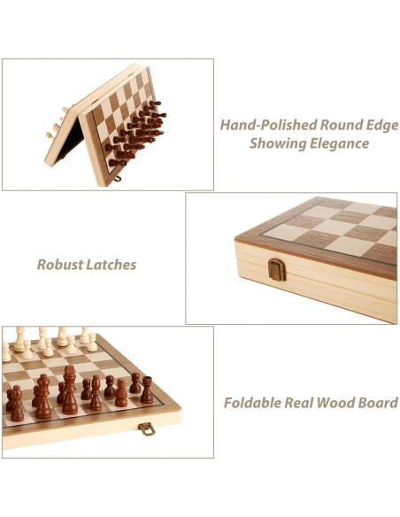 Juego de Ajedrez Magnético de Madera SHESS 39x39 cm Plegable
