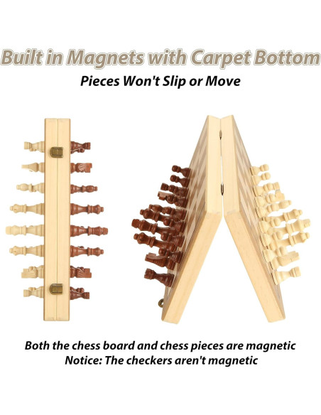 Juego de Ajedrez Magnético de Madera SHESS 39x39 cm Plegable