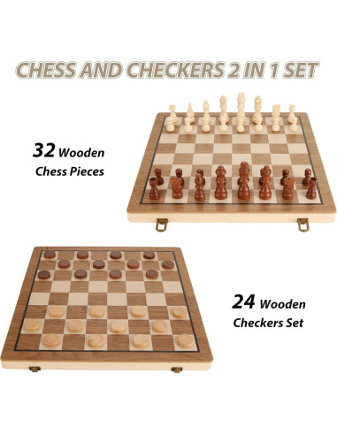 Juego de Ajedrez Magnético de Madera SHESS 39x39 cm Plegable