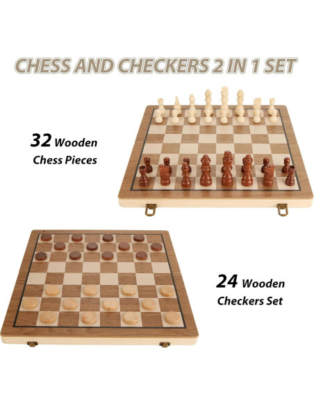 Juego de Ajedrez Magnético de Madera SHESS 39x39 cm Plegable