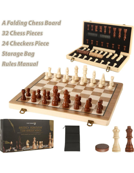 Juego de Ajedrez Magnético de Madera SHESS 39x39 cm Plegable