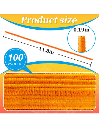 100 Limpiadores de Tubos Yoblink Naranja para Manualidades