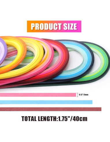 BokWin Paquete de 9 Tiras de Papel para Quilling 3mm Multicolor