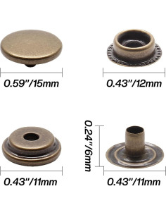 Kit de 200 Broches de Presión Biaungdo 15mm Bronce Cobre 2