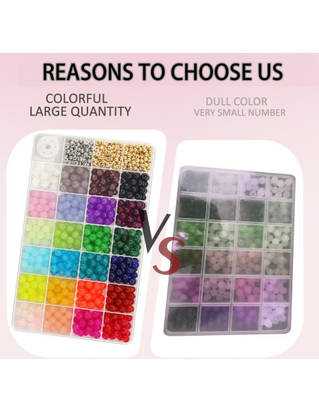 Kit de Pulseras de Perlas de Vidrio JULIMAIDONG 1000pcs 24 Colores