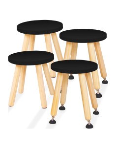 Taburete de Madera Cateam para Niños - Juego de 4 - Negro