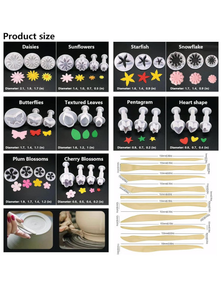 Kit de Herramientas de Arcilla CUNSWEN 43 Pcs - Moldes y Doble Extremo