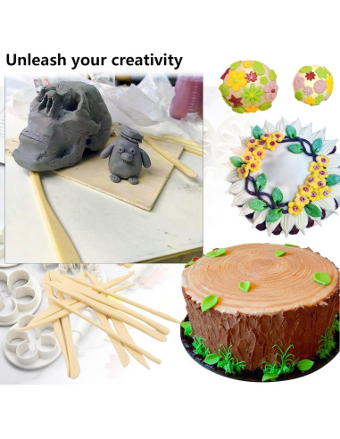 Kit de Herramientas de Arcilla CUNSWEN 43 Pcs - Moldes y Doble Extremo