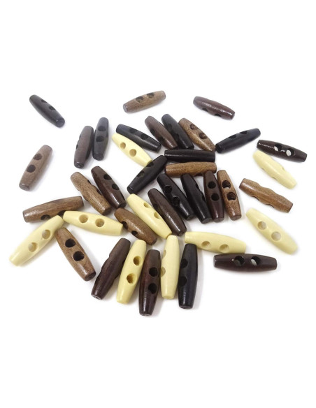 Botones de Madera Honbay 40PCS Forma de Aceituna 0.8cm