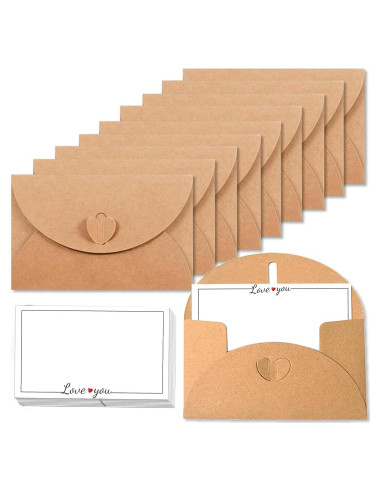 Paquete de 40 Mini Sobres Kraft con Cierre Corazón Hlmsyurx