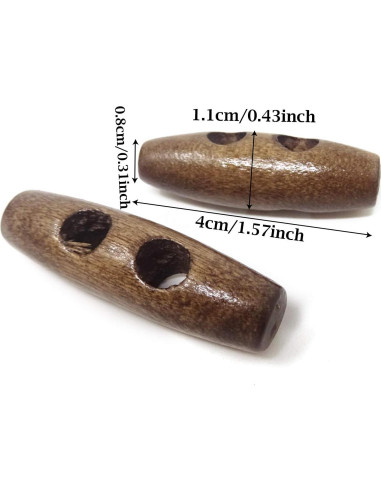 Botones de Madera Honbay 40PCS Forma de Aceituna 0.8cm