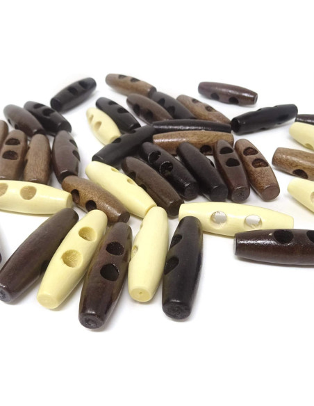 Botones de Madera Honbay 40PCS Forma de Aceituna 0.8cm